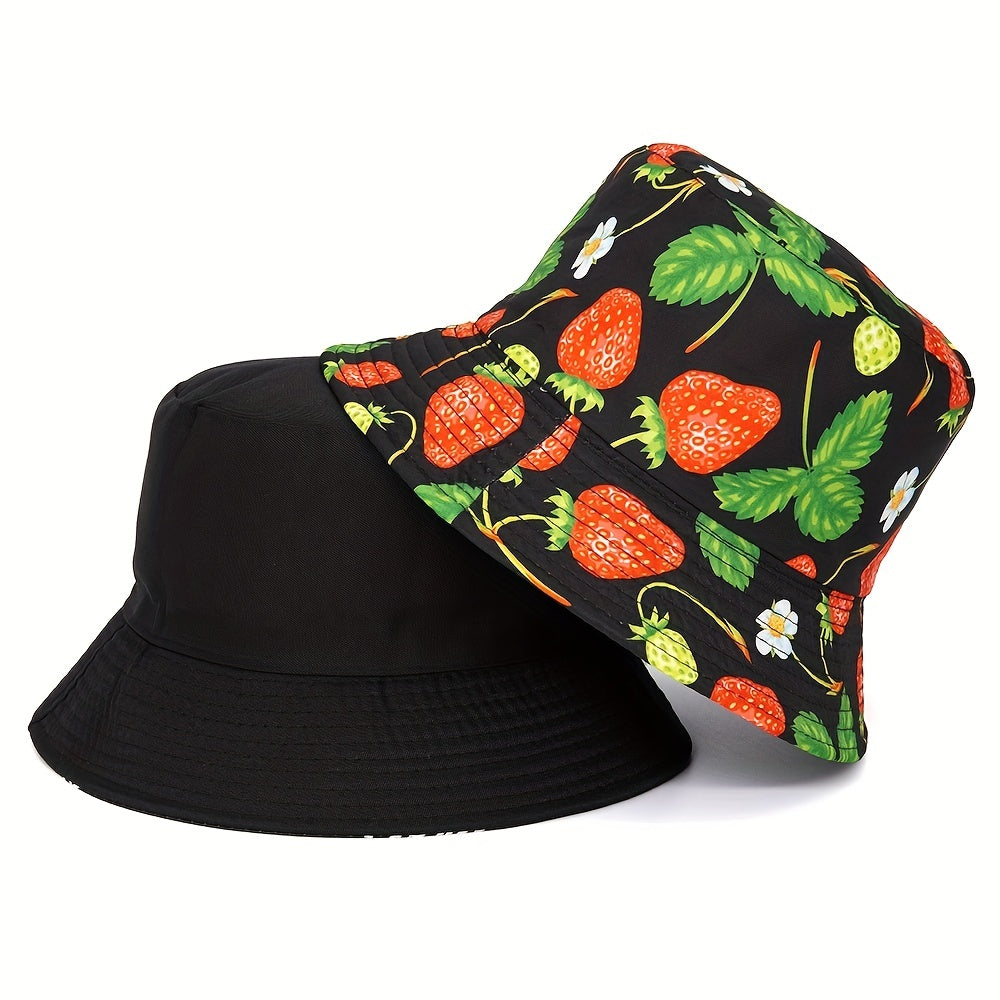Plant Fruit Print Fisherman's Hat Double Sided Sun Hat
