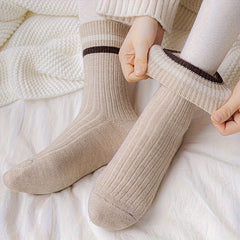 5 Pairs Women's Striped Crew Socks