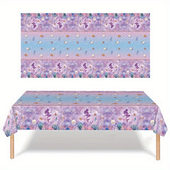 Mermaid Party Supplies Pink & Purple Tableware Set for Kids' Birthdays