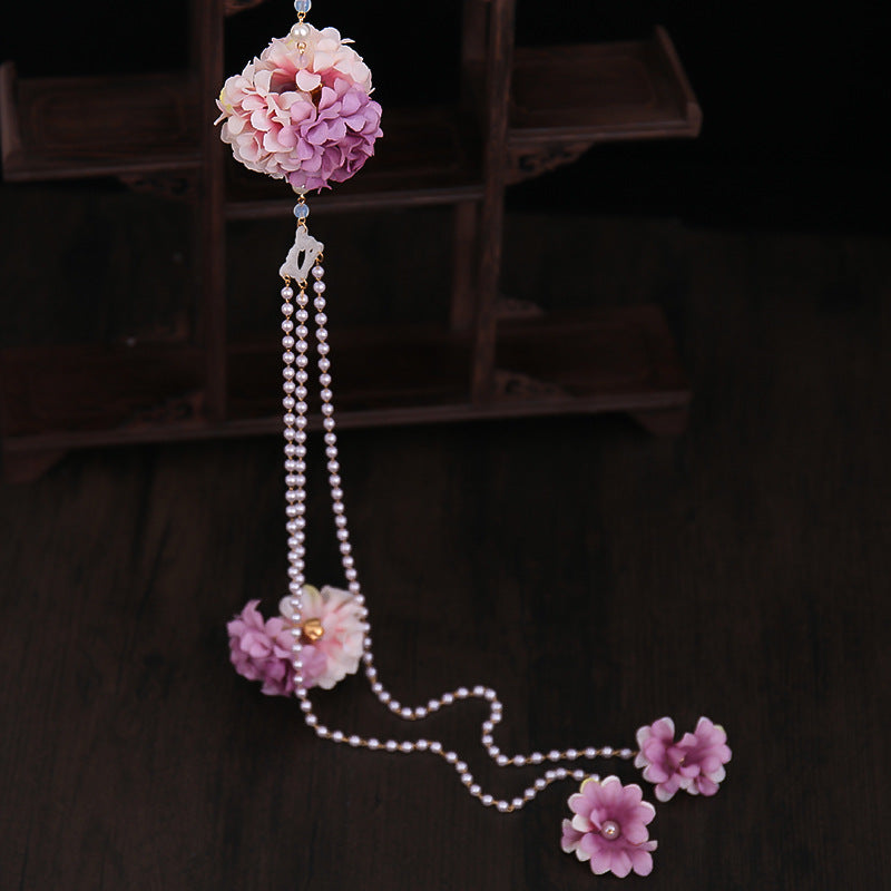 Chinese Style Waist Accessories Hanfu Pearl Tassel Silk Flower