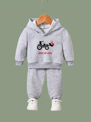 2pcs Heart Graphic Hoodies Pants Set Spring Fall Outfits