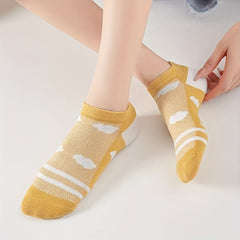 5 Pairs Cartoon Print Low Cut Ankle Socks Women's Stockings