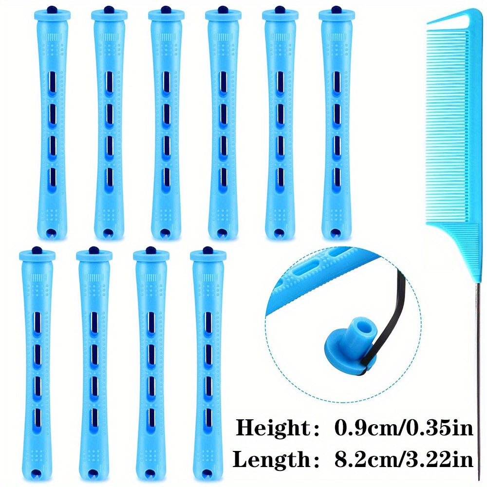 10pcs Hair Perm Rods with Comb, Bands Short Curlers for Styling