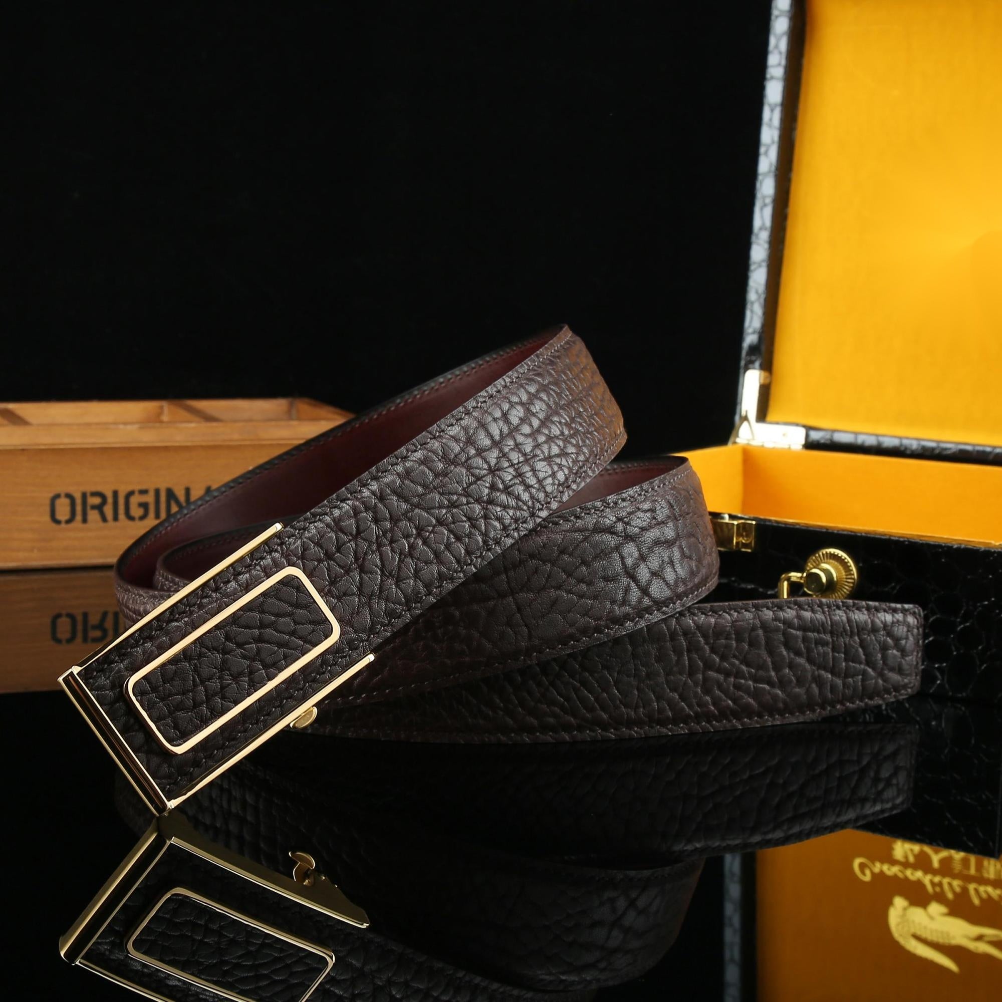 Men's Hollow Automatic Buckle Belt 304 Stainless Steel Buckle With Rhinestone