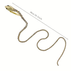 Snake Shape Hair Clip With Long Rhinestone Tassel Gothic Style Hair Accessories