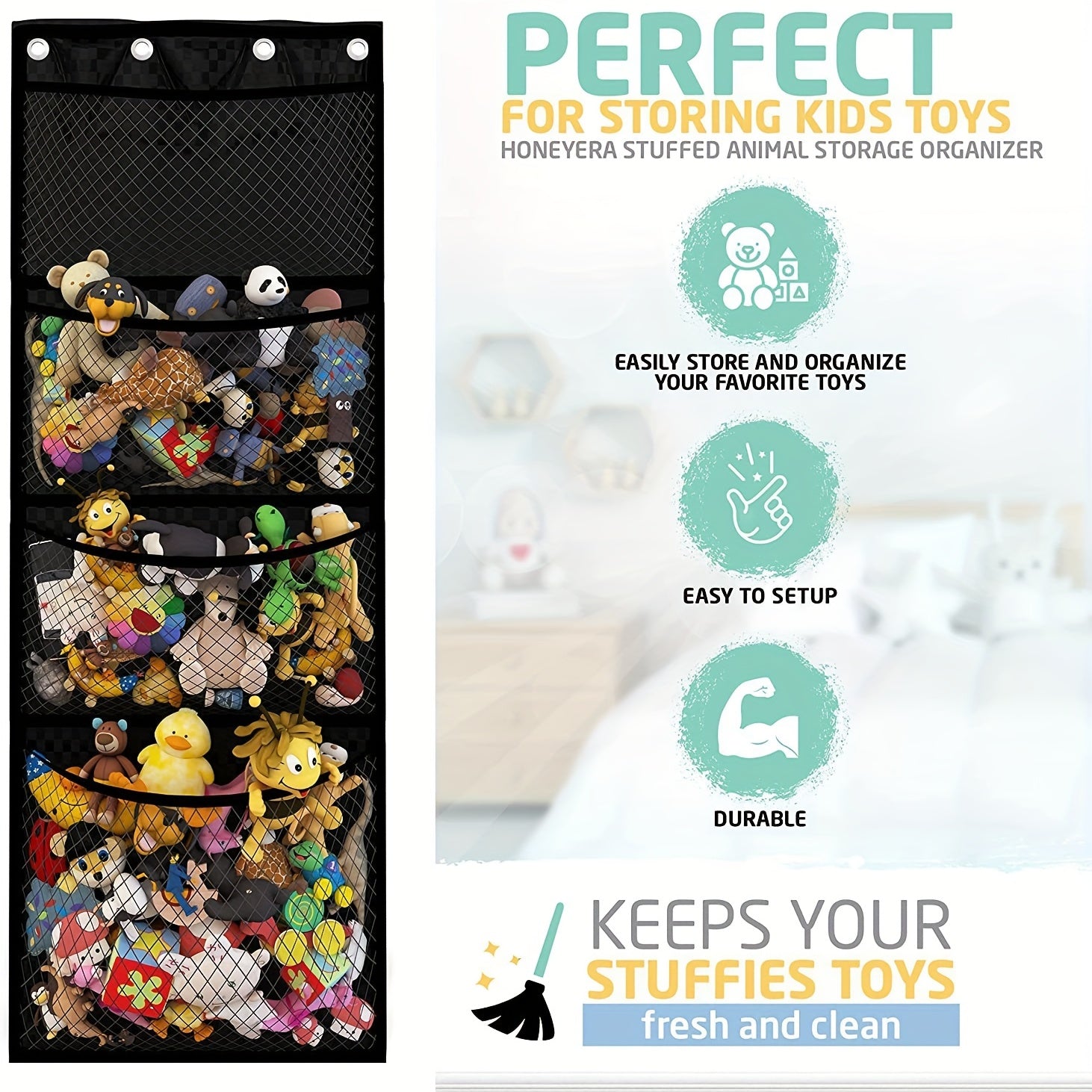 Over Door Stuffed Animal Storage Holder Hanging Toys Organizer