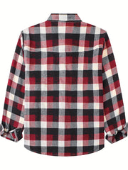 Plaid Print Men's Casual Long Sleeve Shirt with Chest Pocket