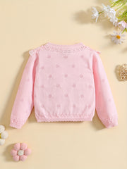 Girls Cartoon Graphic Sweater Coat Long Sleeve Knitted Top