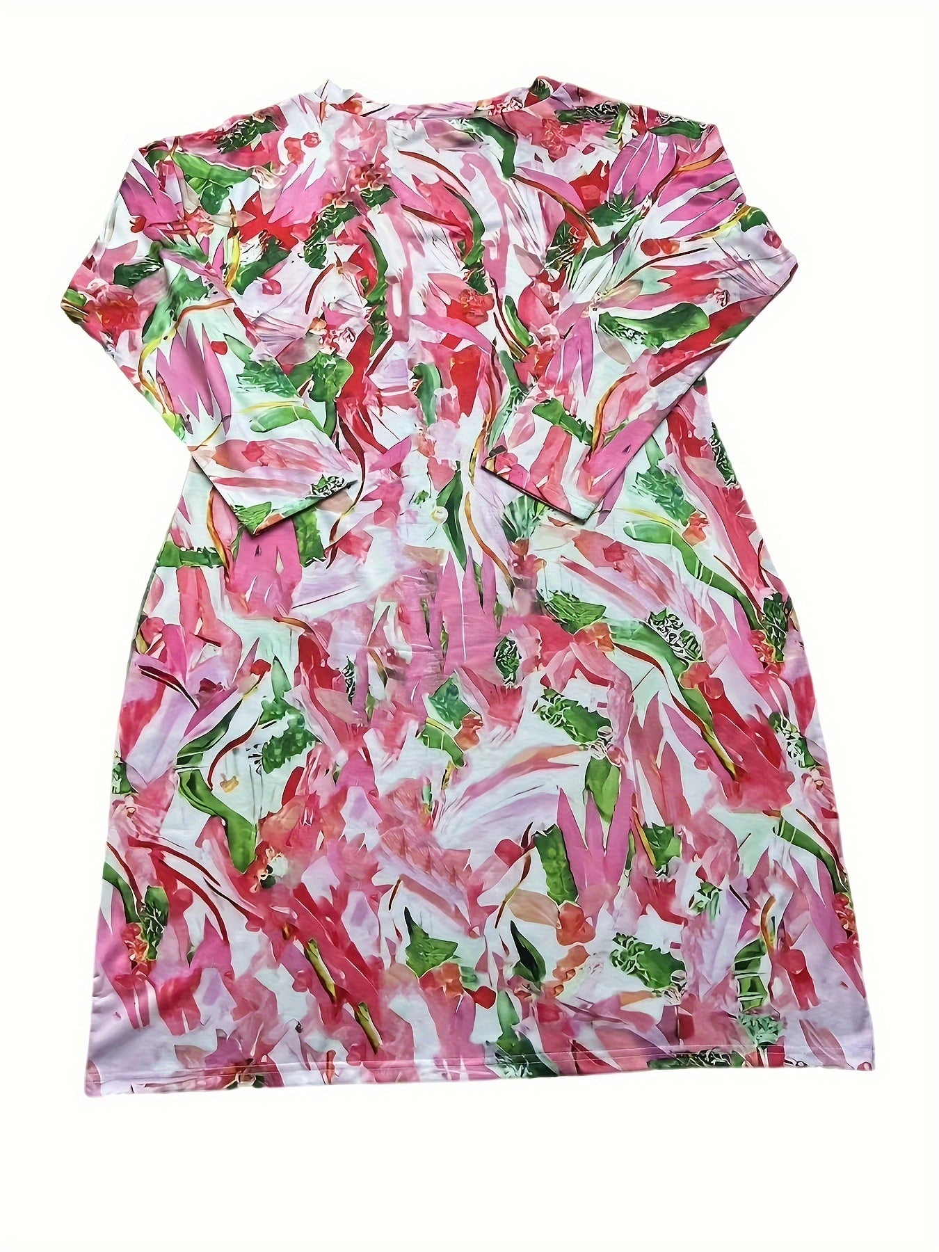  Casual Dress Women's Plus Painting Print Long Sleeve V Neck