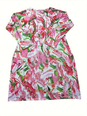  Casual Dress Women's Plus Painting Print Long Sleeve V Neck
