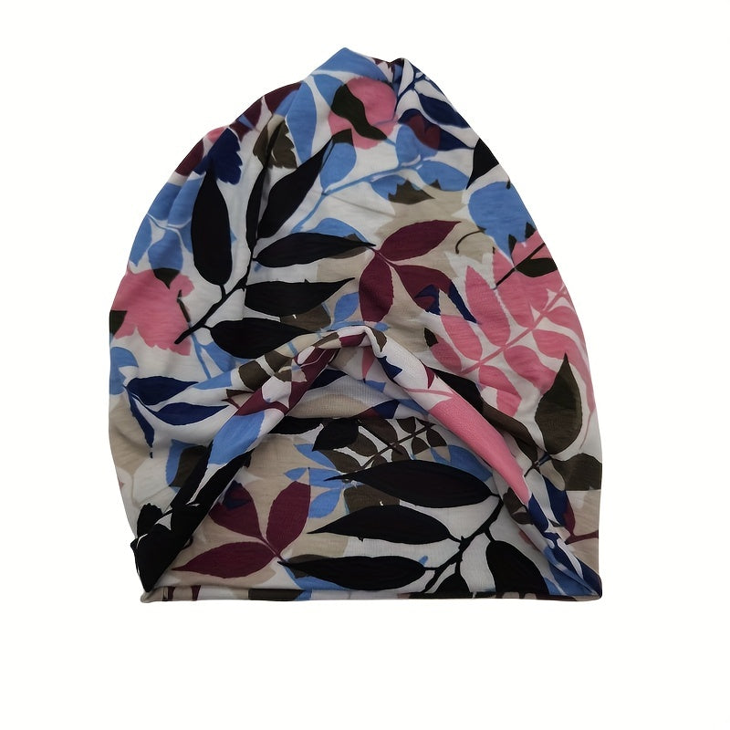 Leaf Print Beanie Casual Lightweight Skull Hat Neck Gaiter Unisex Chemo Cap