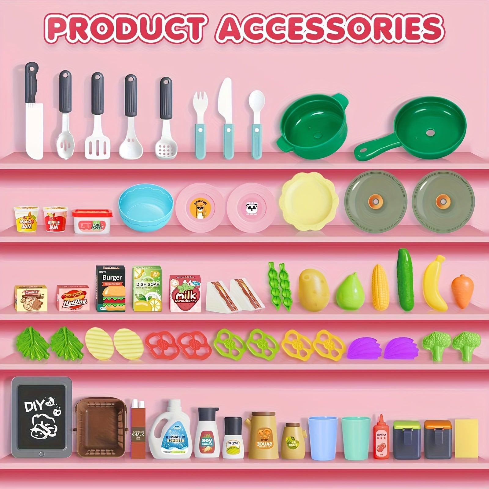 Kids Kitchen Play Set with Stove Sink and Play Food