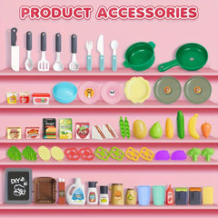Kids Kitchen Play Set with Stove Sink and Play Food