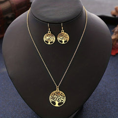 Tree Of Life Pendant Necklace Earring Set Wedding Jewelry Gift