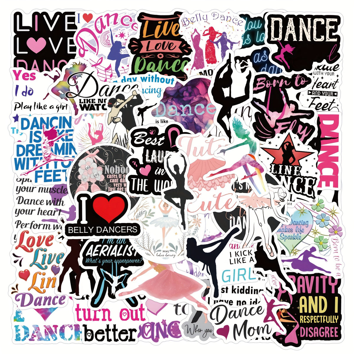 60pcs Cartoon Dance Stickers Dance Party Favors Waterproof Vinyl Stickers
