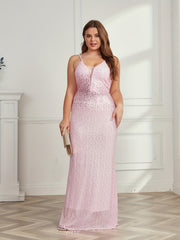  Wedding Dress Sequins Lace Up Floor Length Bridesmaid Dress