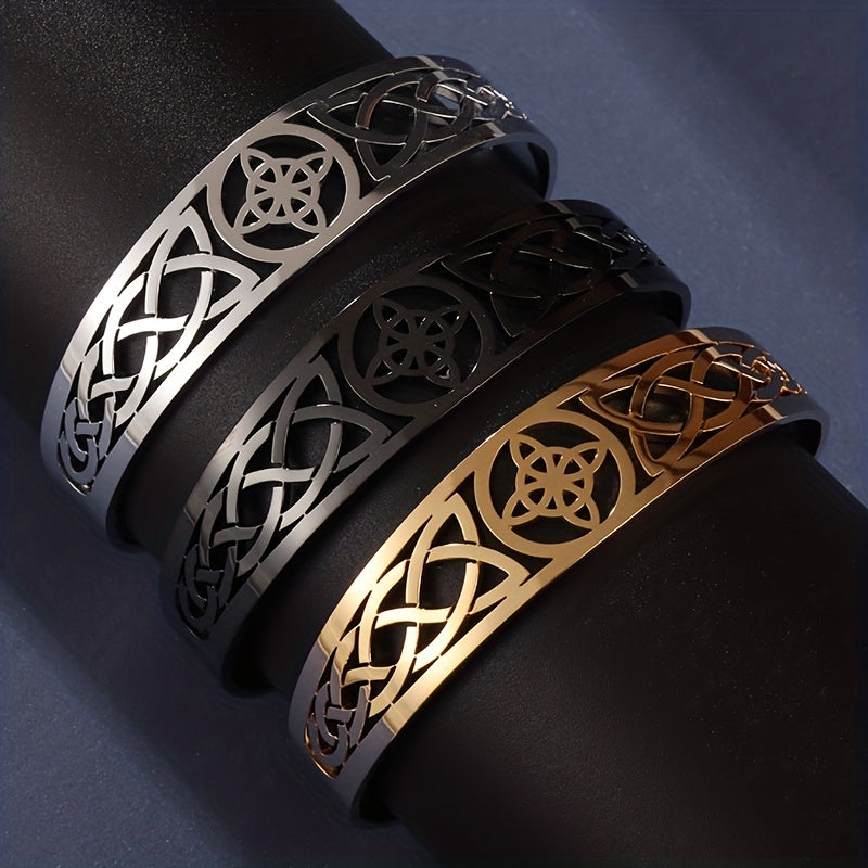 Stainless Steel Witch Knot Adjustable Open Cuff Bracelet
