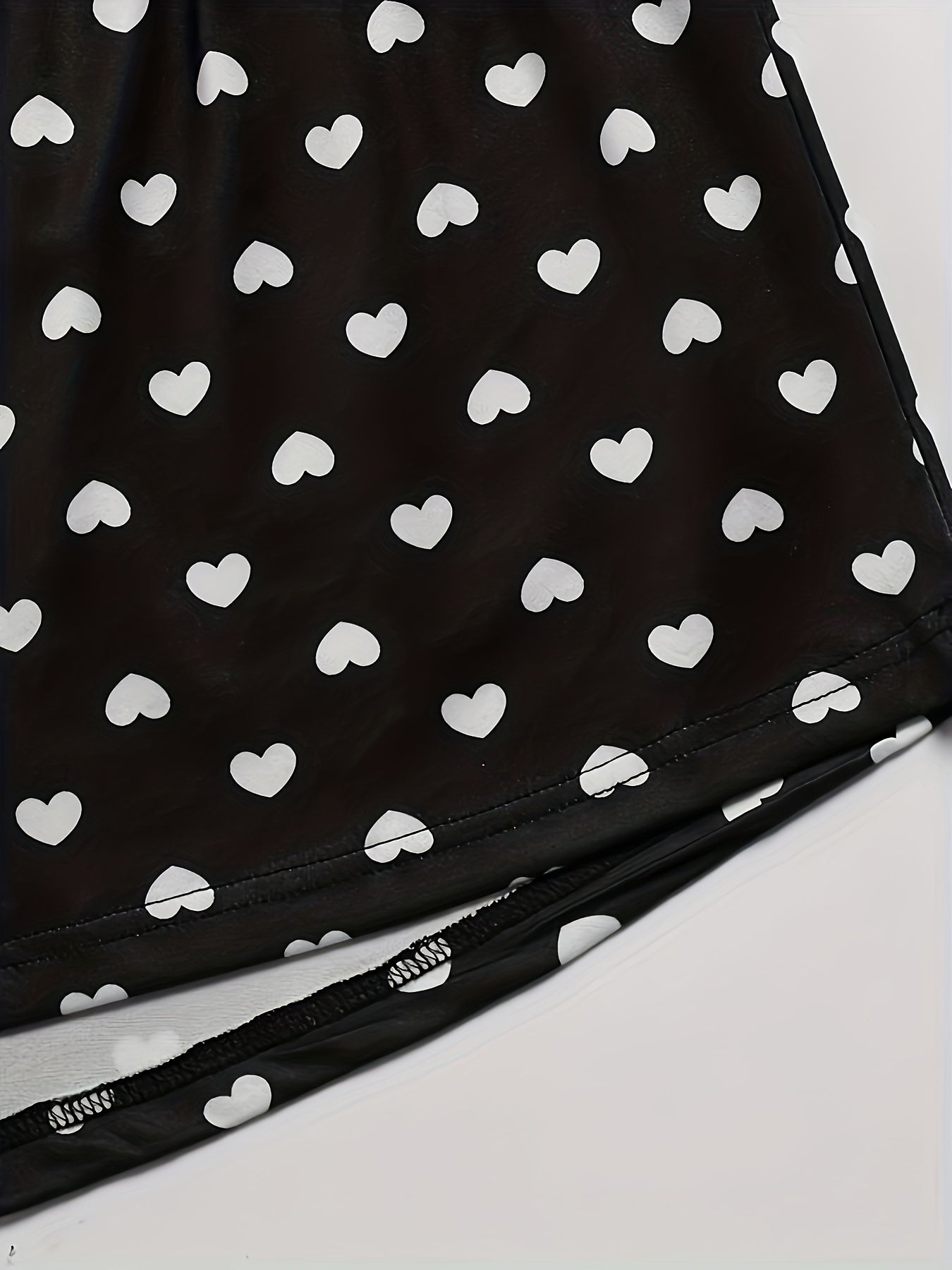 Heart Print Pajama Set Crew Neck Top & Shorts & Pants Women's Sleepwear