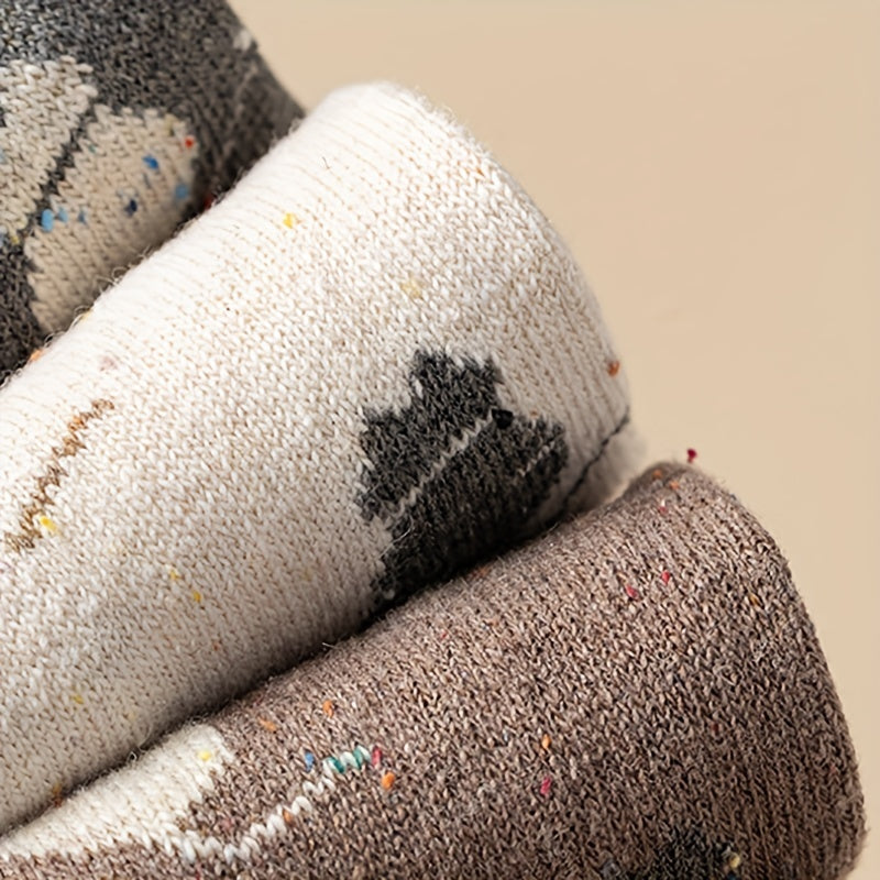 5 Pairs Cartoon Cat Print Socks Women's Mid Tube Stockings