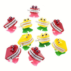 3pcs Colorful Clockwork Jumping Teeth Toys with Eyes Red Yellow Orange Purple