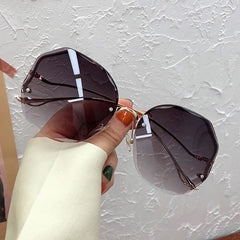 Rimless Round Sunglasses Gradient Lens UV400
