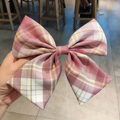 Plaid Bow Hair Clip for Women Girls