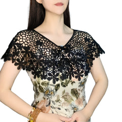 Flower Hollow Out Shawl Solid Breathable Wrap Casual Cape Decorative Shawl
