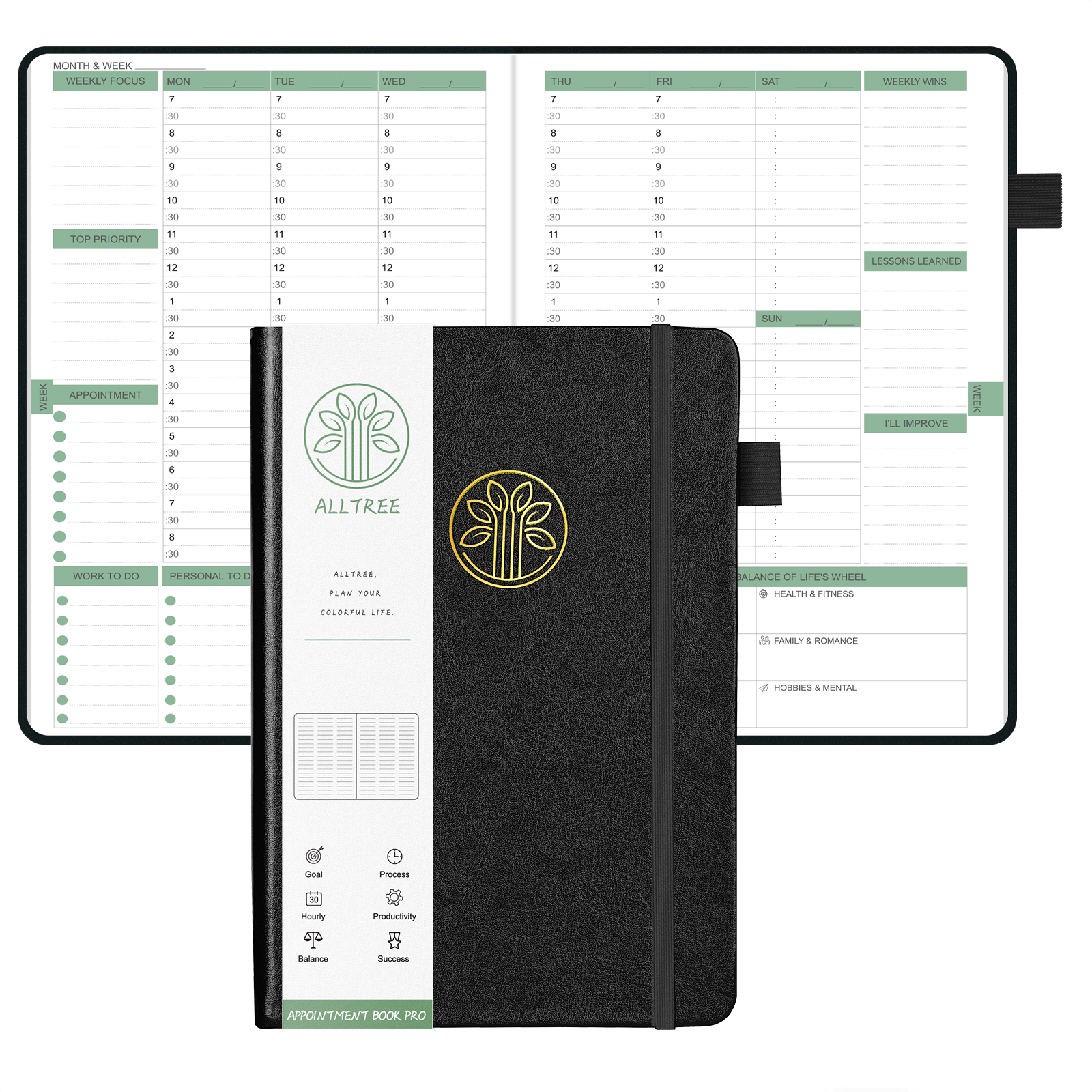 Planner PRO Hourly Schedule Undated 1 Year