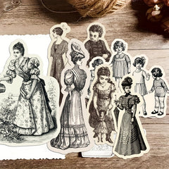 50pcs Vintage Character Stickers Waterproof for Scrapbooking Journals & Crafts