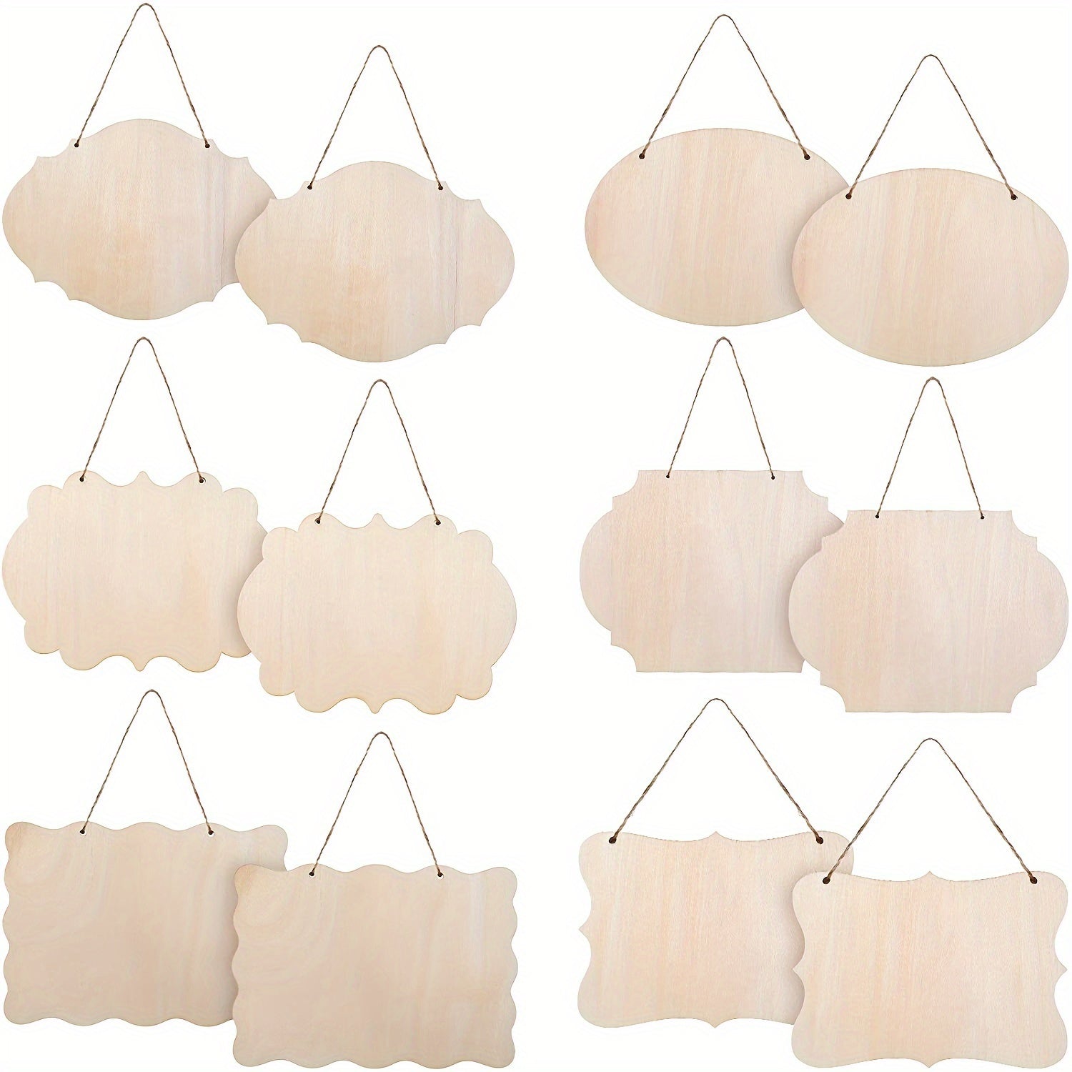 12/18pcs Blank Wood Door Signs DIY Carved Plate Hanging Decoration