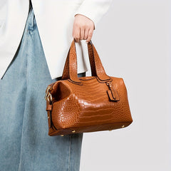 3Pcs Crocodile Embossed Bag Set Handbag With Crossbody Bag & Card Holder