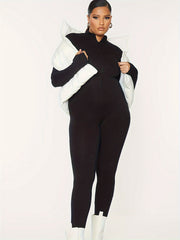  Solid High Neck Skinny Jumpsuit