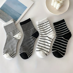 6 Pairs Striped Crew Socks for Women