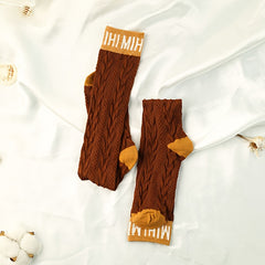 1 2 3 Pairs Letter Print Socks Comfy Colorblock Crew Socks Women's Stockings
