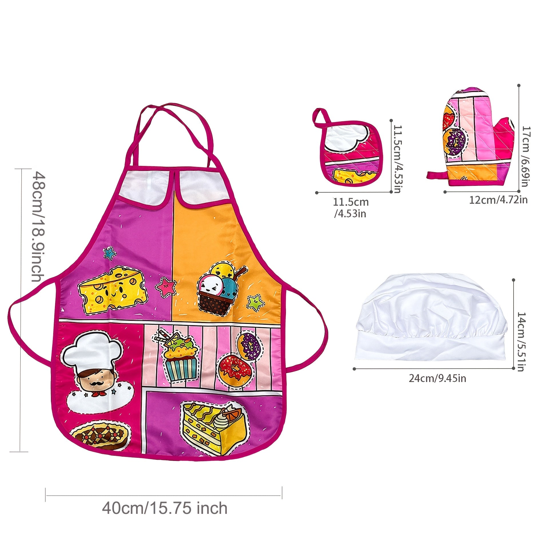 11pc Kids Kitchen Playset w/ Aprons & Baking Tools Dino/Fruit Design