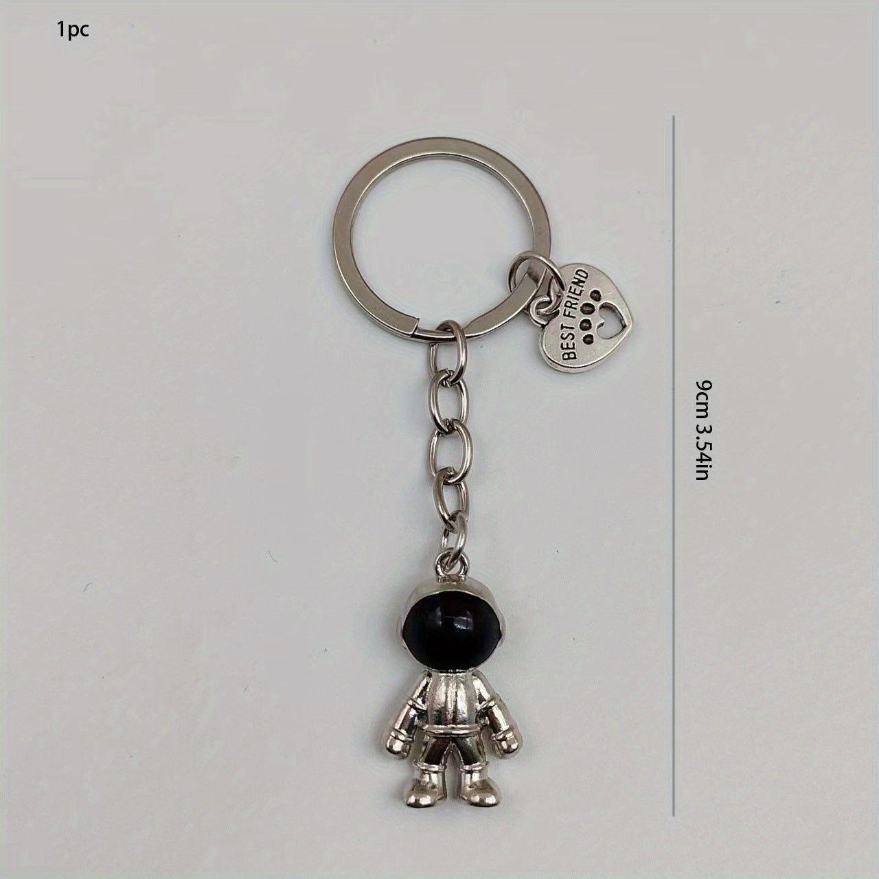 Heart Astronaut Keychain Alloy Backpack Purse Charm Key Ring