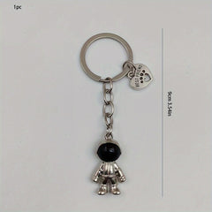 Heart Astronaut Keychain Alloy Backpack Purse Charm Key Ring