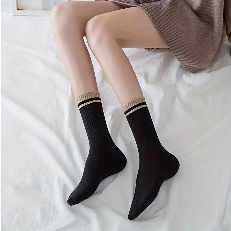 5 Pairs Striped Sports Socks Breathable Stockings Women's Hosiery