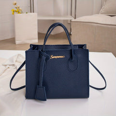 Letter Decor Handbags For Women Litchi Crossbody Bag Satchel Purses
