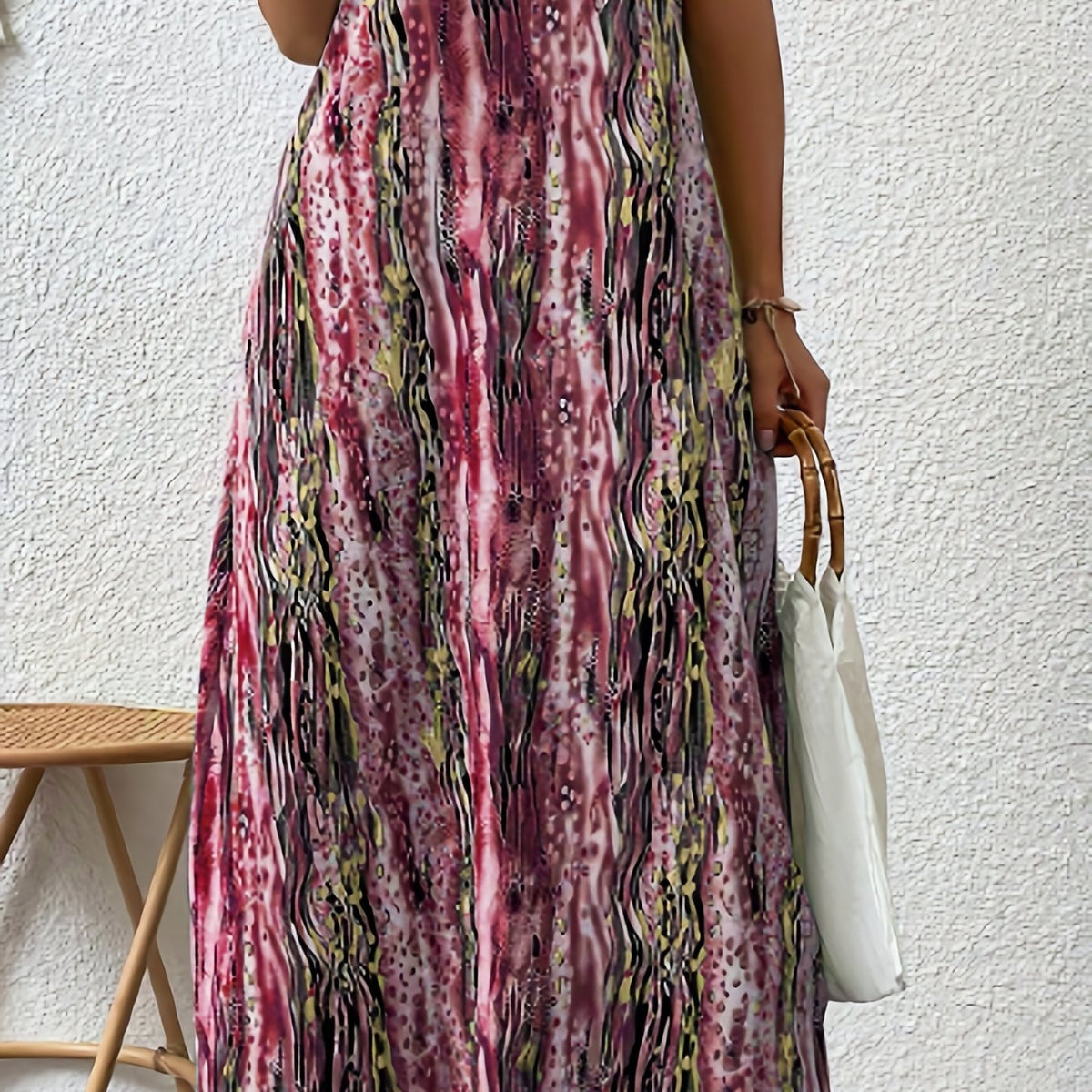  Summer Dress Women's V Neck Medium Stretch M