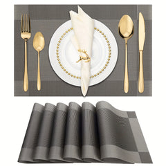4pcs Single Frame Corners Placemat PVC Teslin Woven Table Mat