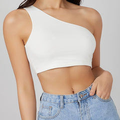 Women's Asymmetric Skinny Crop Tank Top