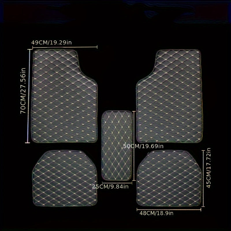 5pcs Universal Waterproof PU Leather Car Floor Mats