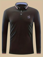 Snake Print Men's Casual Long Sleeve Polo Shirt