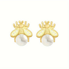 Bee Pearl Earrings For Women Girls