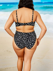 Polka Dot Plus Size Bikini Set - Square Neck Bra & Panty Swimsuit