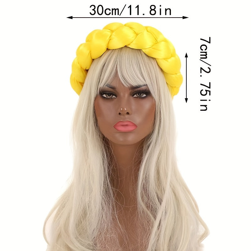 Satin Braided Big Headband Elastic Hair Band