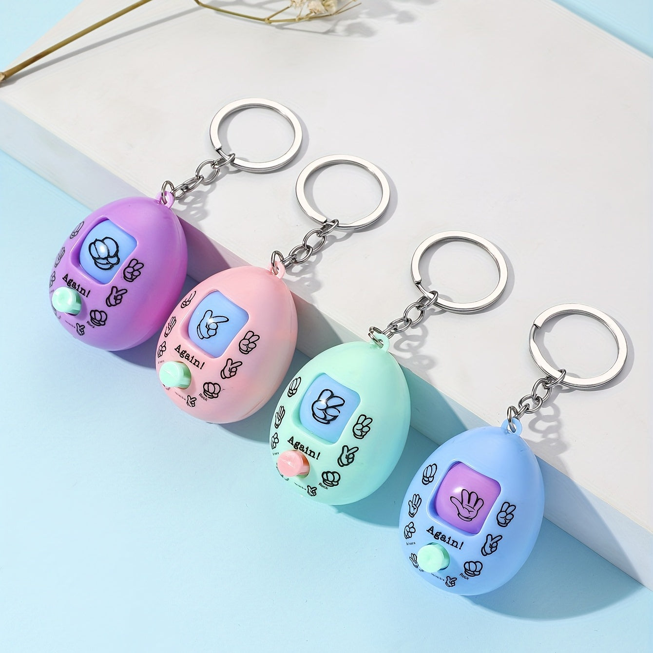 4pcs Finger Guessing Game Machine Keychain Funny Bag Accessory Key Ring