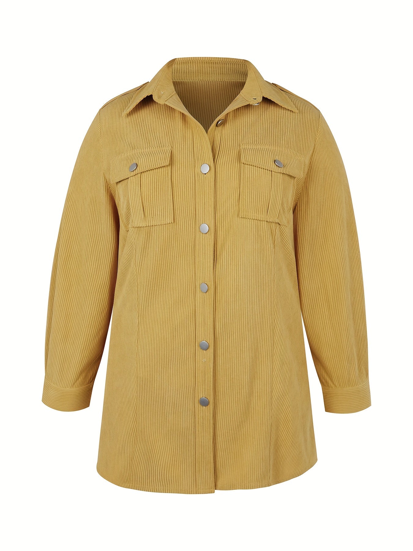  Corduroy Button Up Long Sleeve Shacket