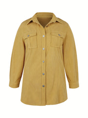  Corduroy Button Up Long Sleeve Shacket
